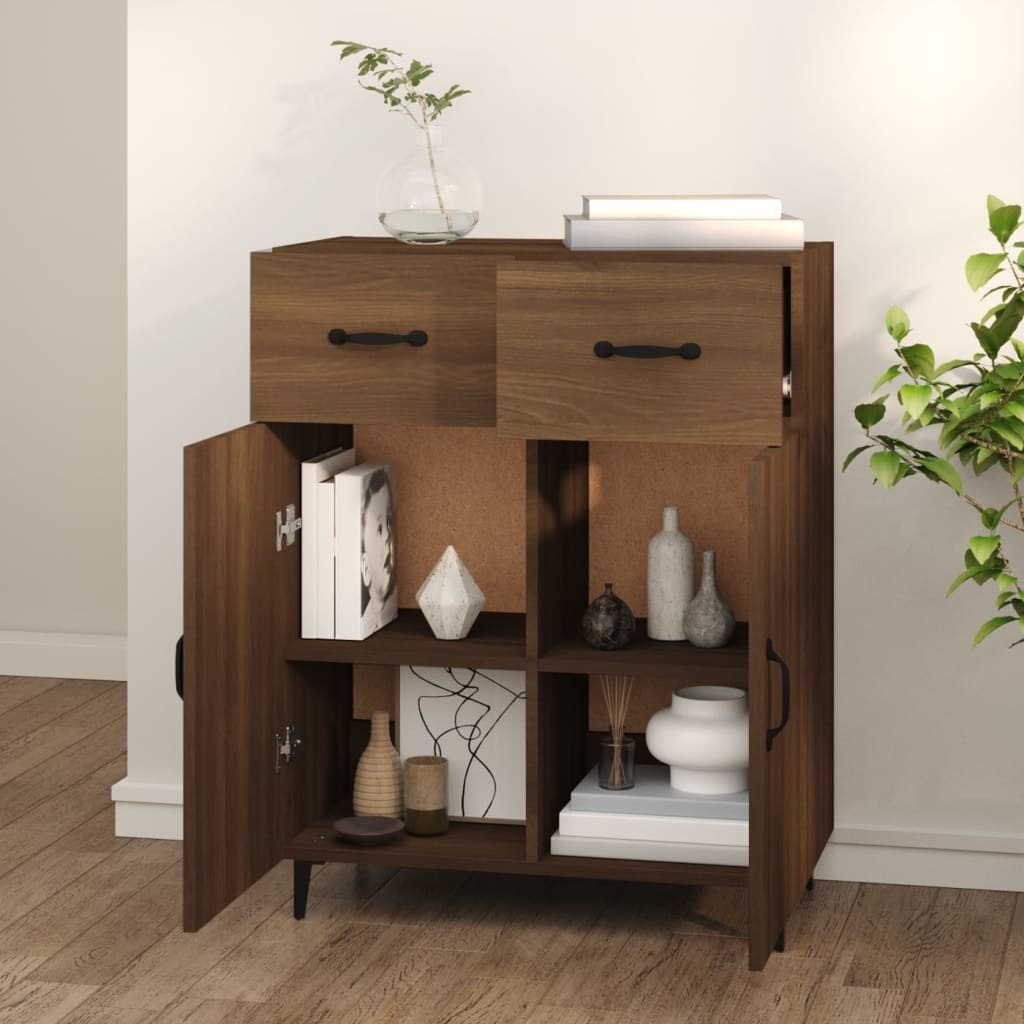 VidaXL Dressoir 69,5x34x90 cm bewerkt hout bruineikenkleurig