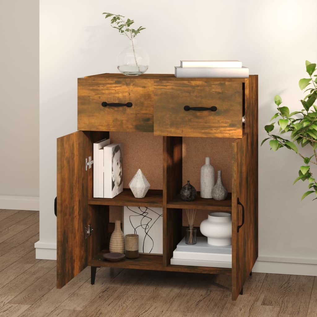 VidaXL Dressoir 69,5x34x90 cm bewerkt hout gerookt eikenkleurig