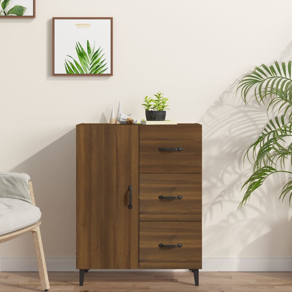 VidaXL Dressoir 69,5x34x90 cm bewerkt hout bruineikenkleurig