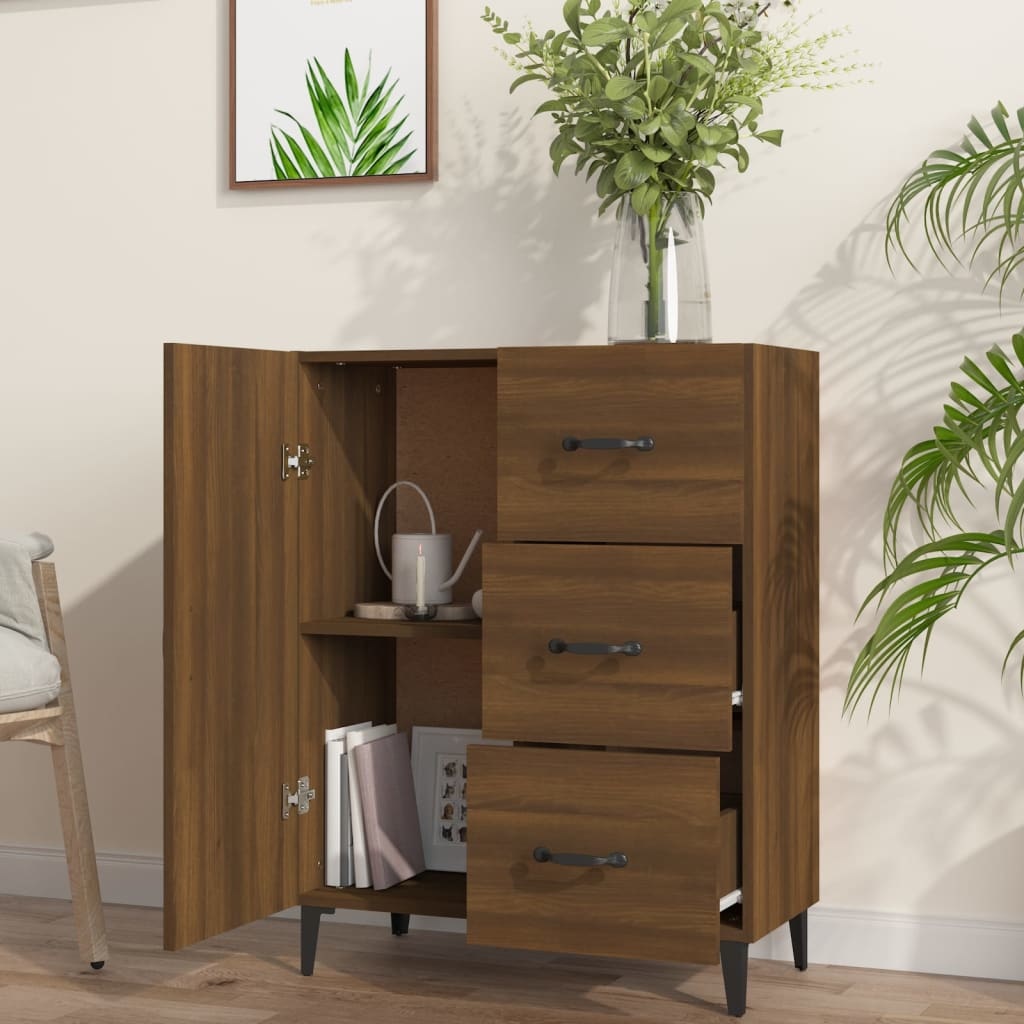 VidaXL Dressoir 69,5x34x90 cm bewerkt hout bruineikenkleurig