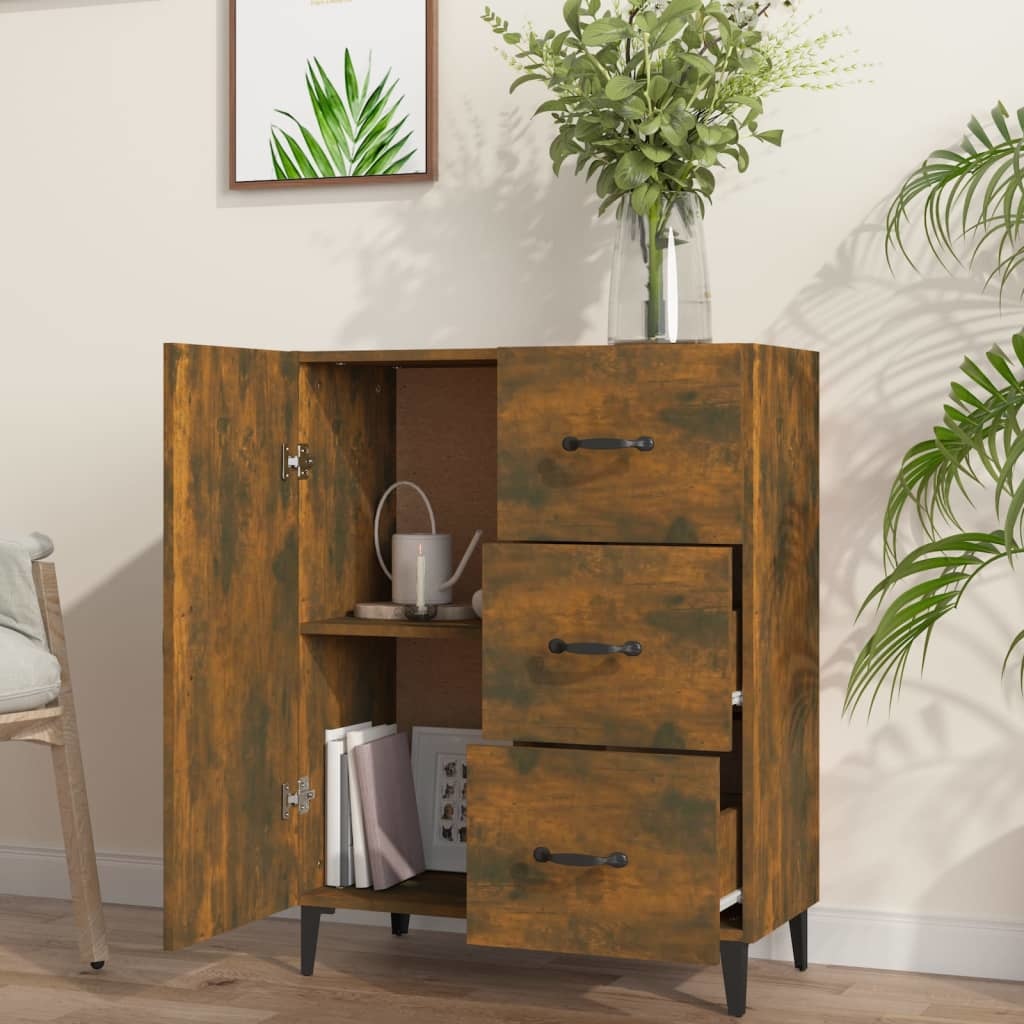 VidaXL Dressoir 69,5x34x90 cm bewerkt hout gerookt eikenkleurig
