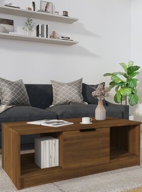 VidaXL Salontafel 102x50x36 cm bewerkt hout bruineikenkleurig