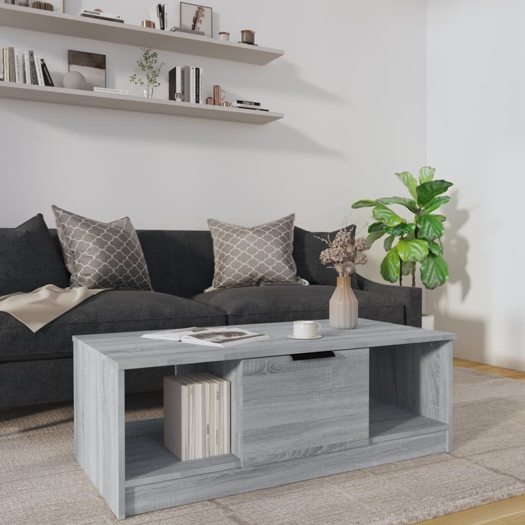 VidaXL Salontafel 102x50x36 cm bewerkt hout grijs sonoma eikenkleurig