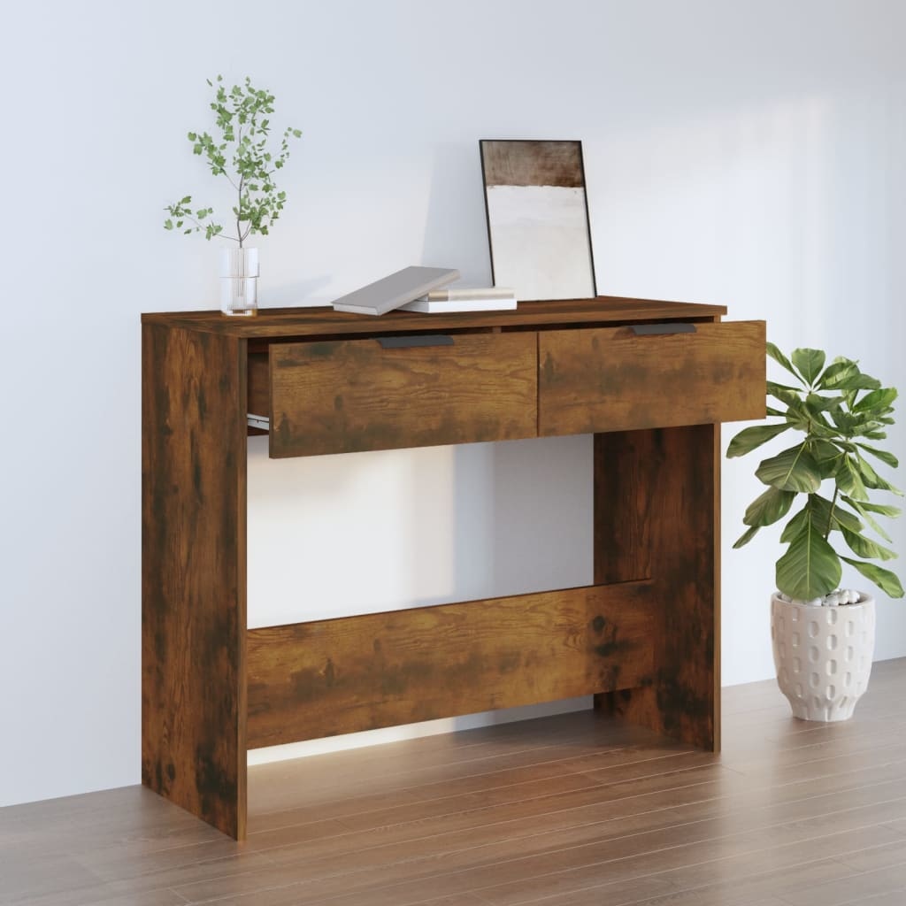 VidaXL Wandtafel 90x36x75 cm bewerkt hout gerookt eikenkleurig