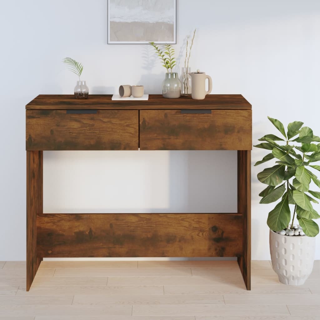 VidaXL Wandtafel 90x36x75 cm bewerkt hout gerookt eikenkleurig