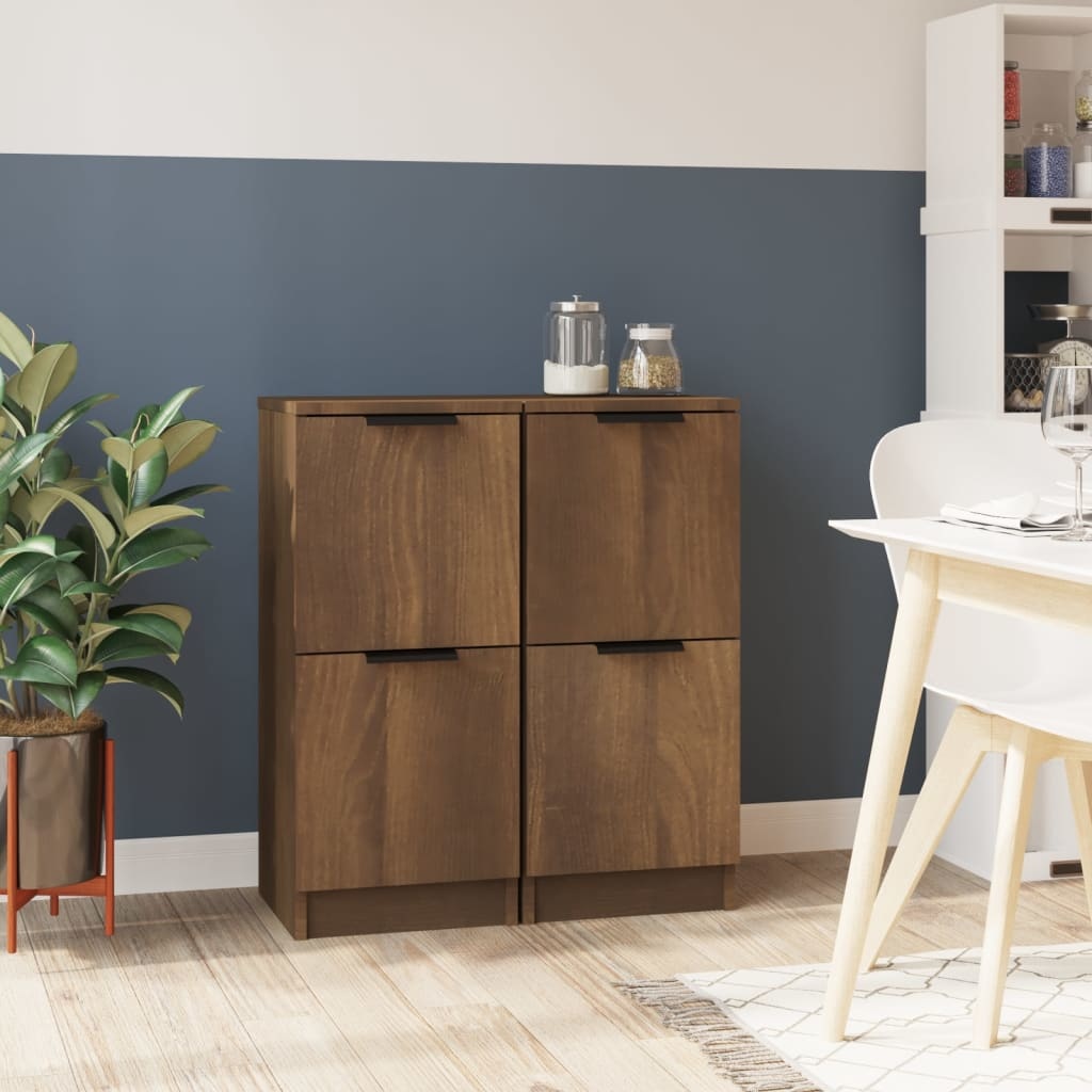 VidaXL Dressoirs 2 st 30x30x70 cm bewerkt hout bruineikenkleurig