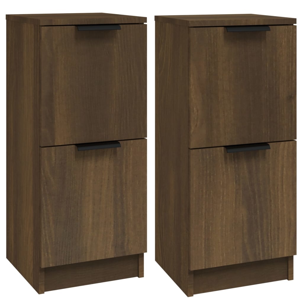 VidaXL Dressoirs 2 st 30x30x70 cm bewerkt hout bruineikenkleurig