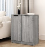 VidaXL Dressoirs 2 st 30x30x70 cm bewerkt hout grijs sonoma eikenkleur