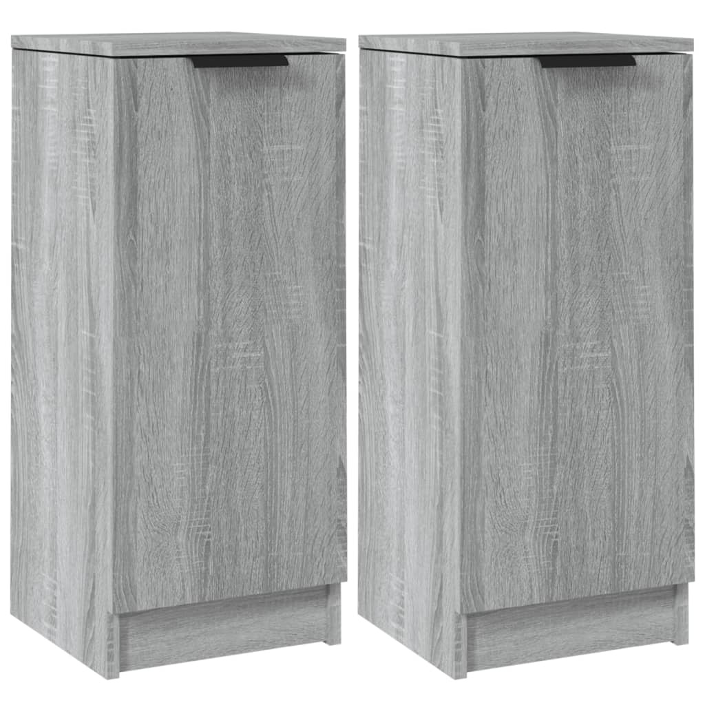 VidaXL Dressoirs 2 st 30x30x70 cm bewerkt hout grijs sonoma eikenkleur