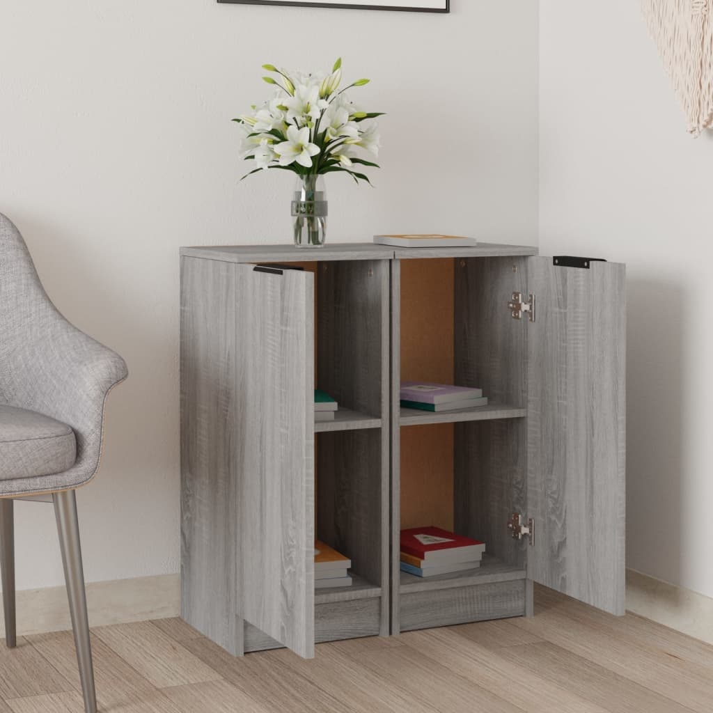 VidaXL Dressoirs 2 st 30x30x70 cm bewerkt hout grijs sonoma eikenkleur