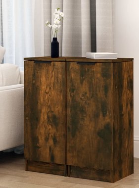 VidaXL Dressoirs 2 st 30x30x70 cm bewerkt hout gerookt eikenkleurig