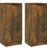 VidaXL Dressoirs 2 st 30x30x70 cm bewerkt hout gerookt eikenkleurig
