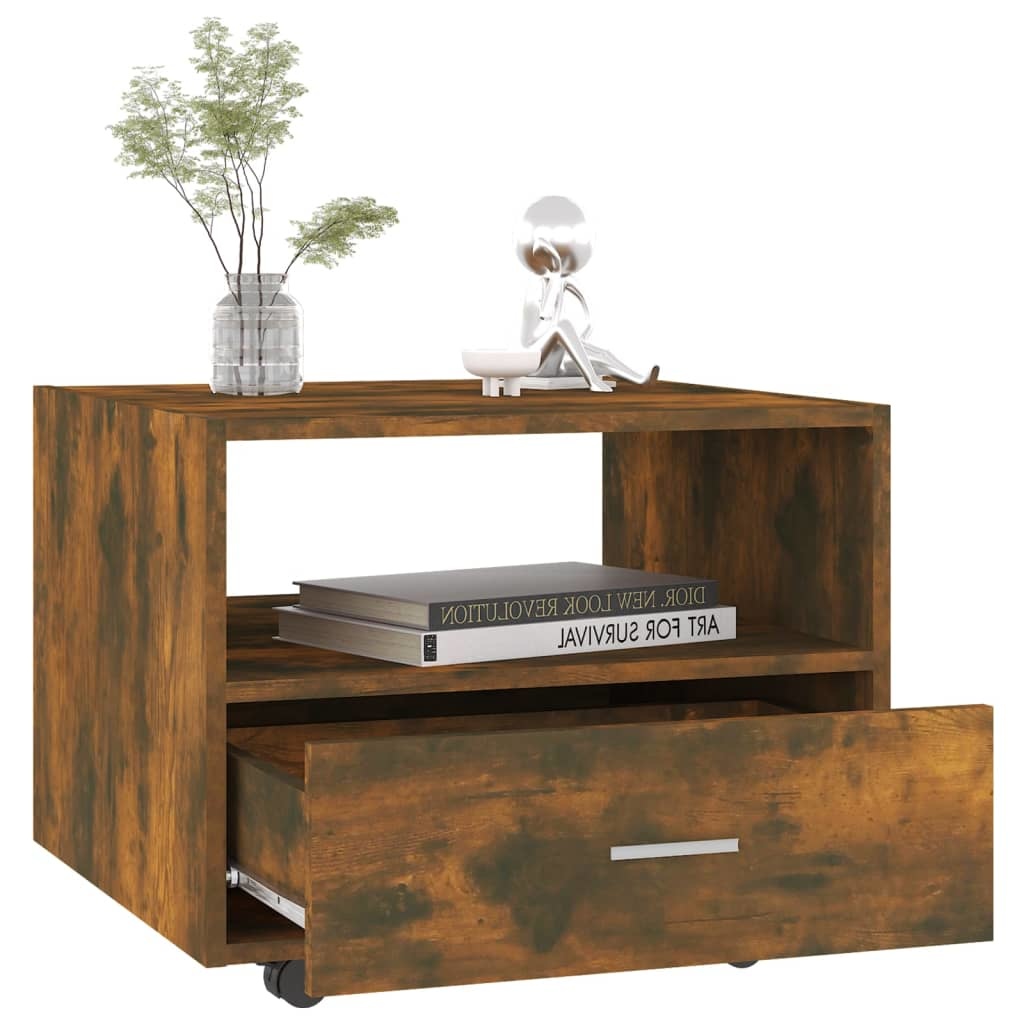 VidaXL Salontafel 55x55x40 cm bewerkt hout gerookt eikenkleurig
