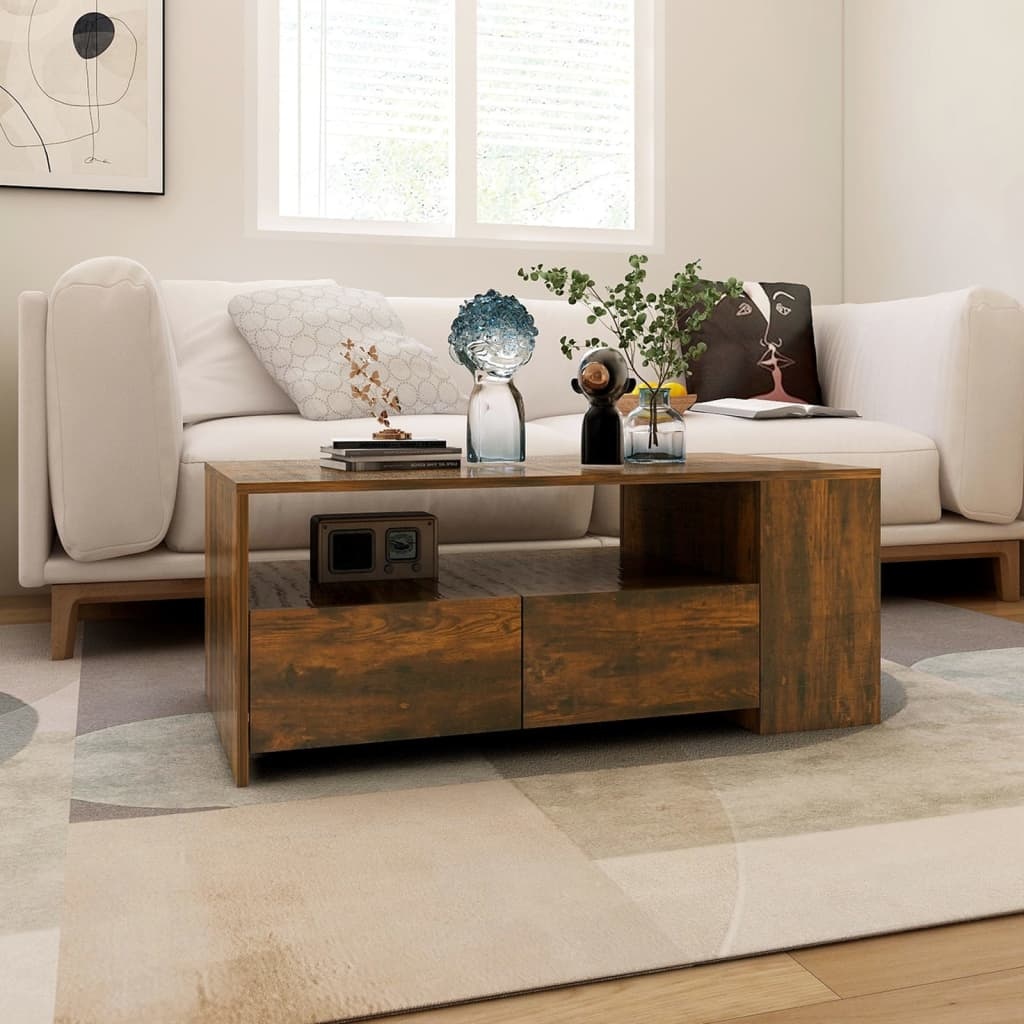 VidaXL Salontafel 102x55x42 cm bewerkt hout gerookt eikenkleurig