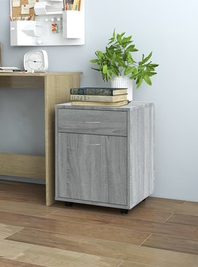 VidaXL Kast verrijdbaar 45x38x54 cm bewerkt hout grijs sonoma eiken