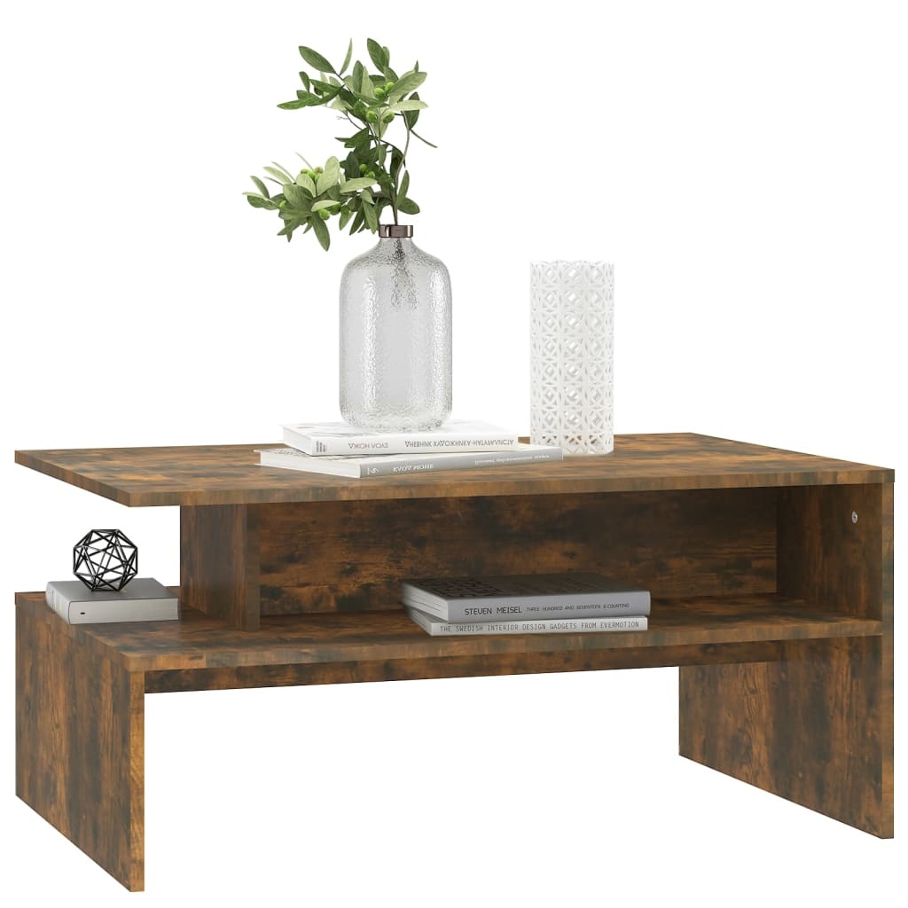VidaXL Salontafel 90x60x42,5 cm bewerkt hout gerookt eikenkleurig