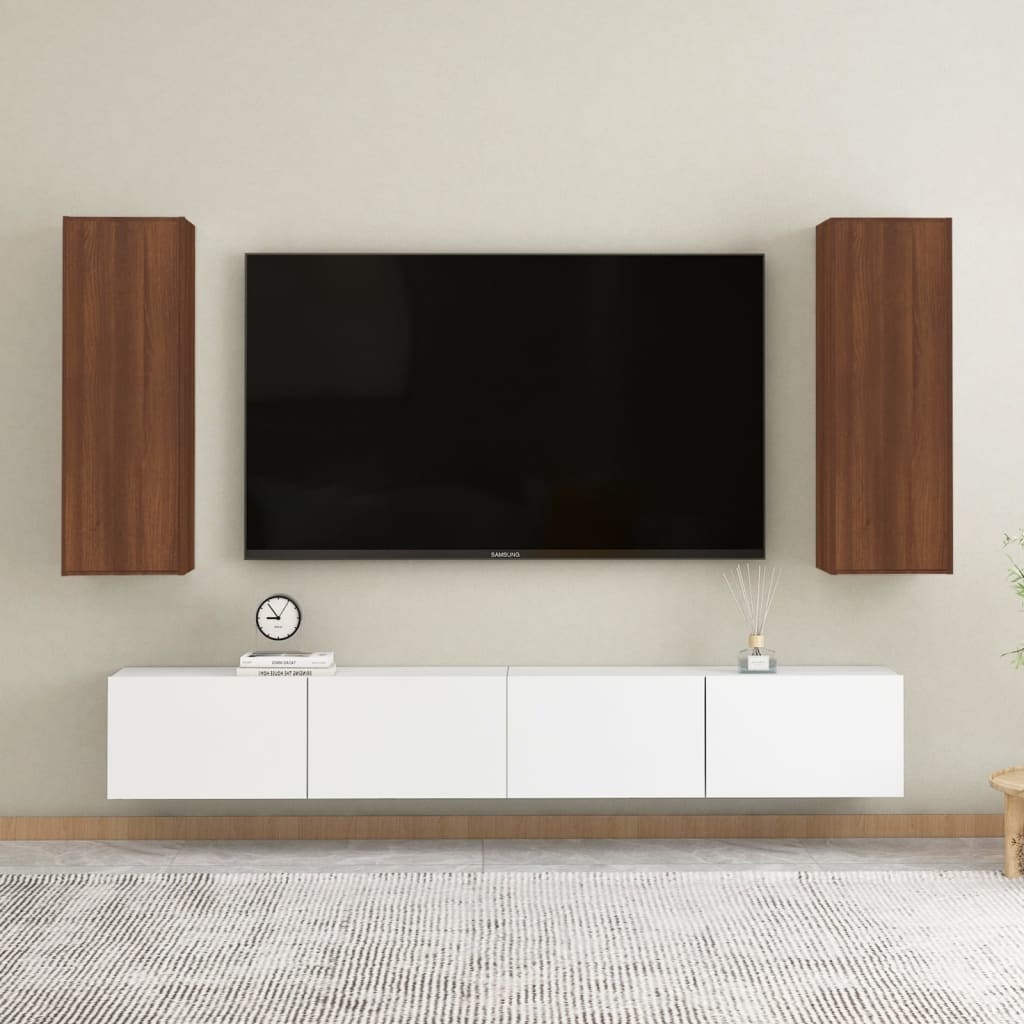 VidaXL Tv-meubelen 2 st 30,5x30x90 cm bewerkt hout bruineikenkleurig