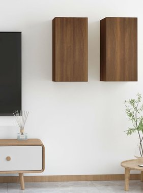 VidaXL Tv-meubelen 2 st 30,5x30x60 cm bewerkt hout bruineikenkleurig
