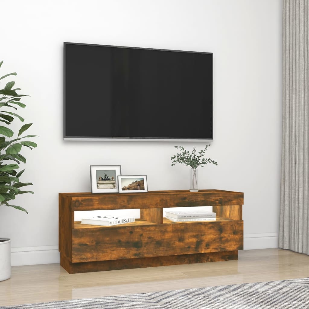 VidaXL Tv-meubel met LED-verlichting 100x35x40 cm gerookt eikenkleurig