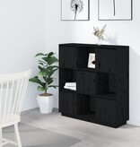 VidaXL Hoge kast 110,5x35x117 cm massief grenenhout zwart