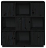 VidaXL Hoge kast 110,5x35x117 cm massief grenenhout zwart