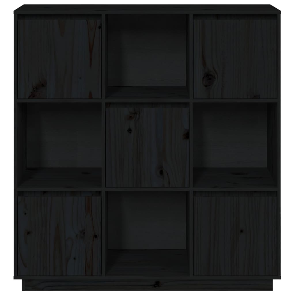 VidaXL Hoge kast 110,5x35x117 cm massief grenenhout zwart