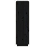 VidaXL Hoge kast 110,5x35x117 cm massief grenenhout zwart