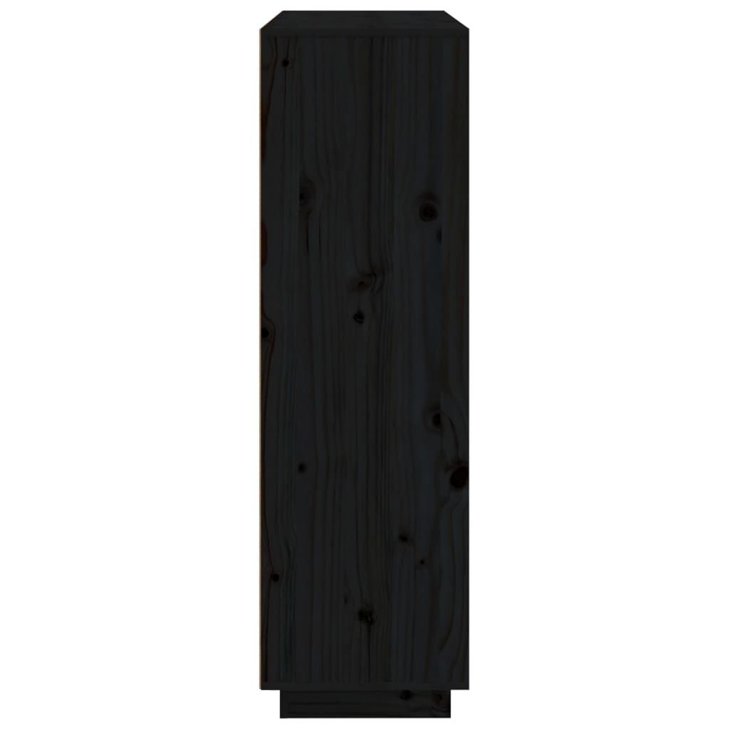 VidaXL Hoge kast 110,5x35x117 cm massief grenenhout zwart