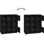 VidaXL Hoge kast 110,5x35x117 cm massief grenenhout zwart