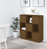 VidaXL Hoge kast 110,5x35x117 cm massief grenenhout honingbruin