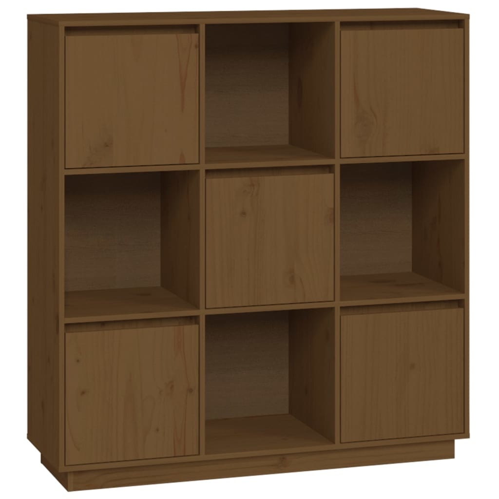 VidaXL Hoge kast 110,5x35x117 cm massief grenenhout honingbruin