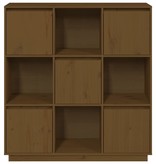 VidaXL Hoge kast 110,5x35x117 cm massief grenenhout honingbruin