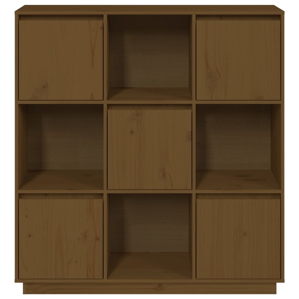 VidaXL Hoge kast 110,5x35x117 cm massief grenenhout honingbruin