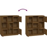VidaXL Hoge kast 110,5x35x117 cm massief grenenhout honingbruin