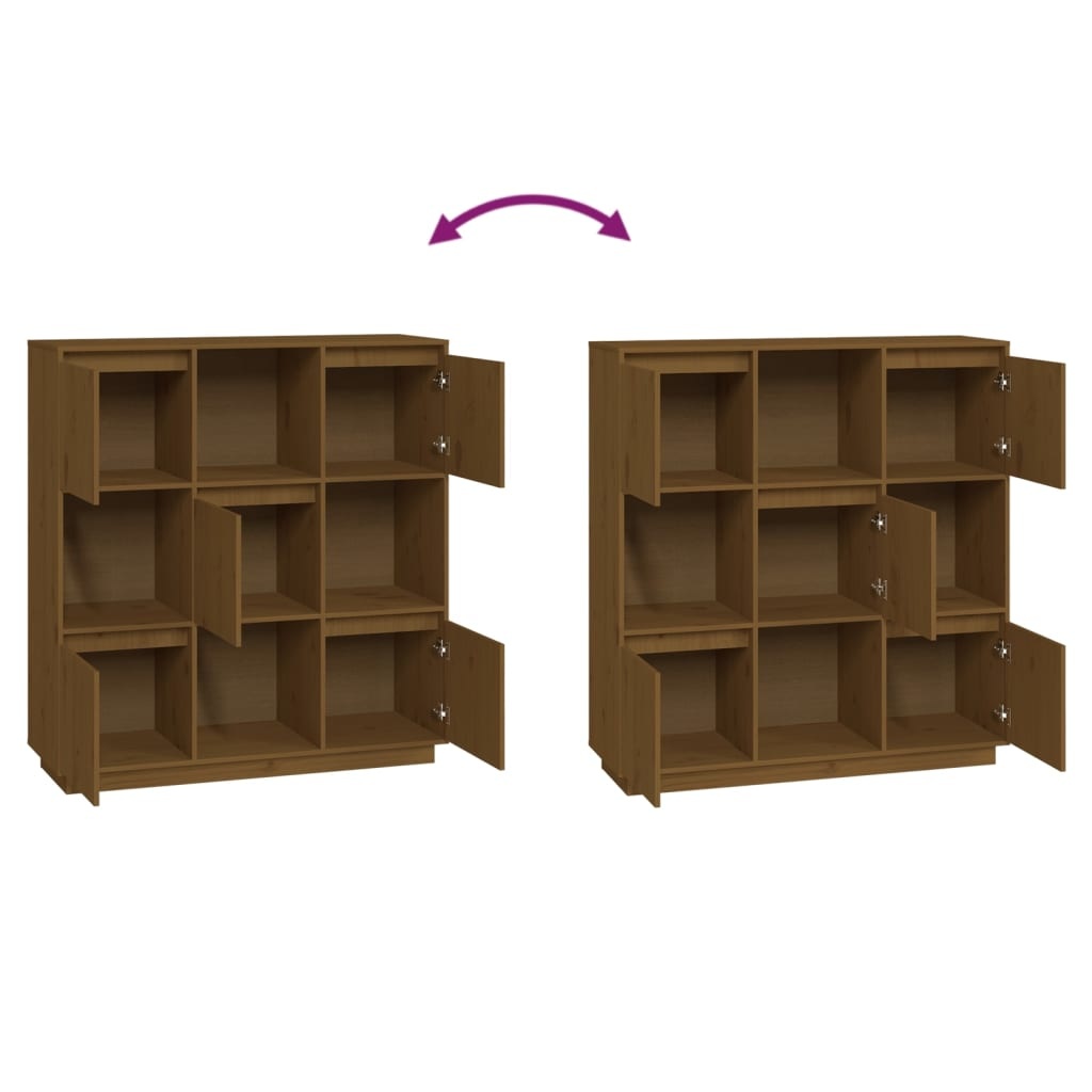 VidaXL Hoge kast 110,5x35x117 cm massief grenenhout honingbruin