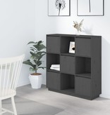 VidaXL Hoge kast 110,5x35x117 cm massief grenenhout grijs