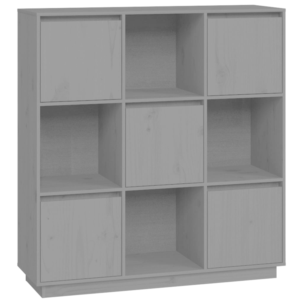 VidaXL Hoge kast 110,5x35x117 cm massief grenenhout grijs