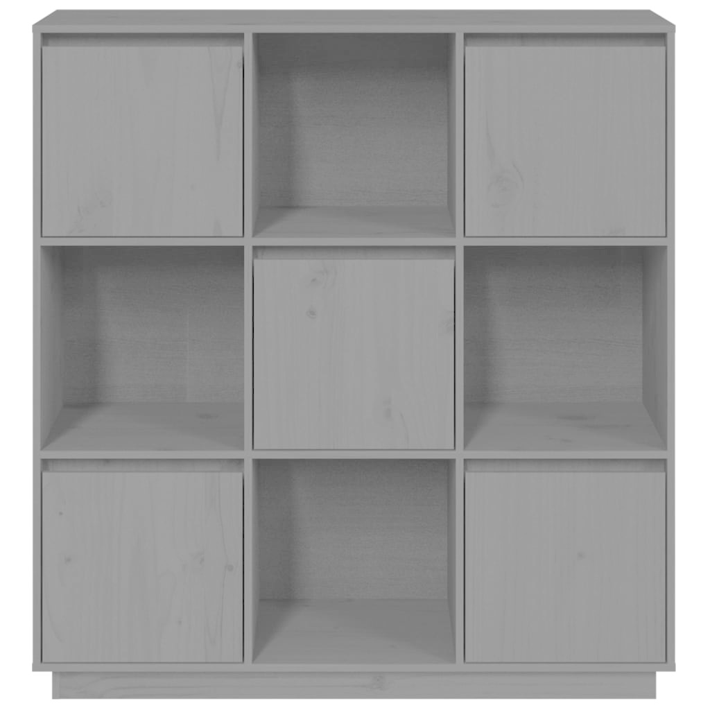 VidaXL Hoge kast 110,5x35x117 cm massief grenenhout grijs