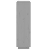 VidaXL Hoge kast 110,5x35x117 cm massief grenenhout grijs