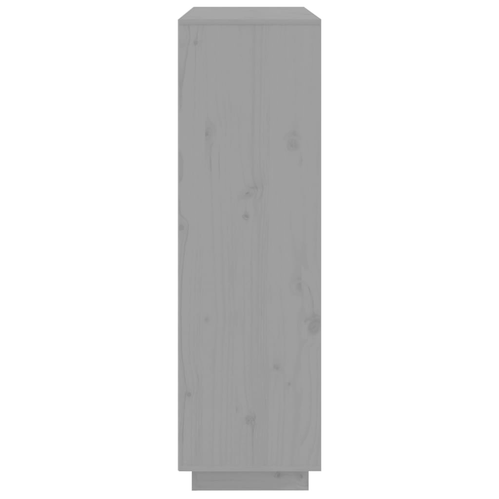 VidaXL Hoge kast 110,5x35x117 cm massief grenenhout grijs