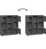 VidaXL Hoge kast 110,5x35x117 cm massief grenenhout grijs
