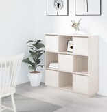 VidaXL Hoge kast 110,5x35x117 cm massief grenenhout wit