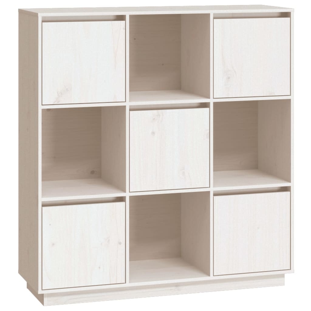 VidaXL Hoge kast 110,5x35x117 cm massief grenenhout wit