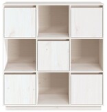 VidaXL Hoge kast 110,5x35x117 cm massief grenenhout wit