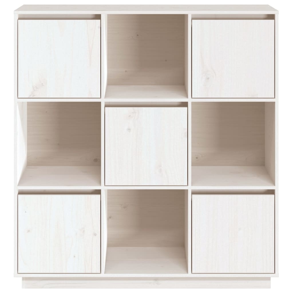 VidaXL Hoge kast 110,5x35x117 cm massief grenenhout wit