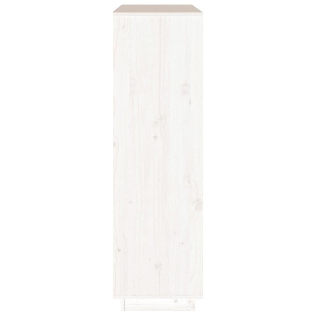 VidaXL Hoge kast 110,5x35x117 cm massief grenenhout wit