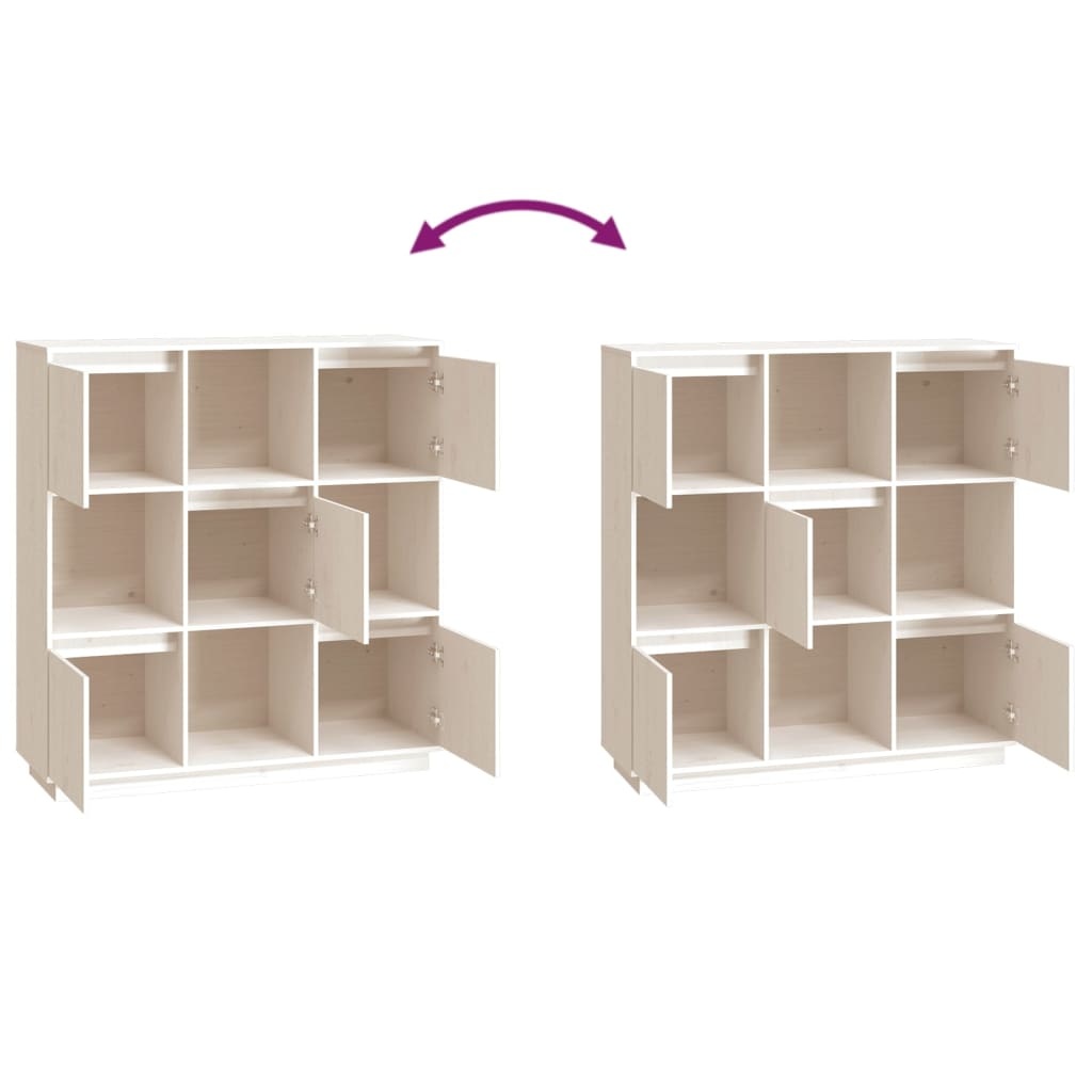 VidaXL Hoge kast 110,5x35x117 cm massief grenenhout wit