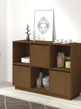 VidaXL Dressoir 110,5x35x80 cm massief grenenhout honingbruin