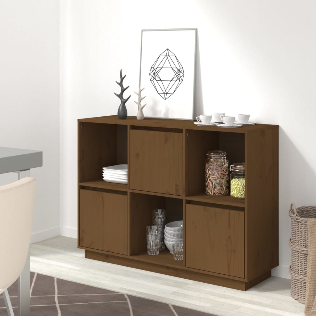 VidaXL Dressoir 110,5x35x80 cm massief grenenhout honingbruin