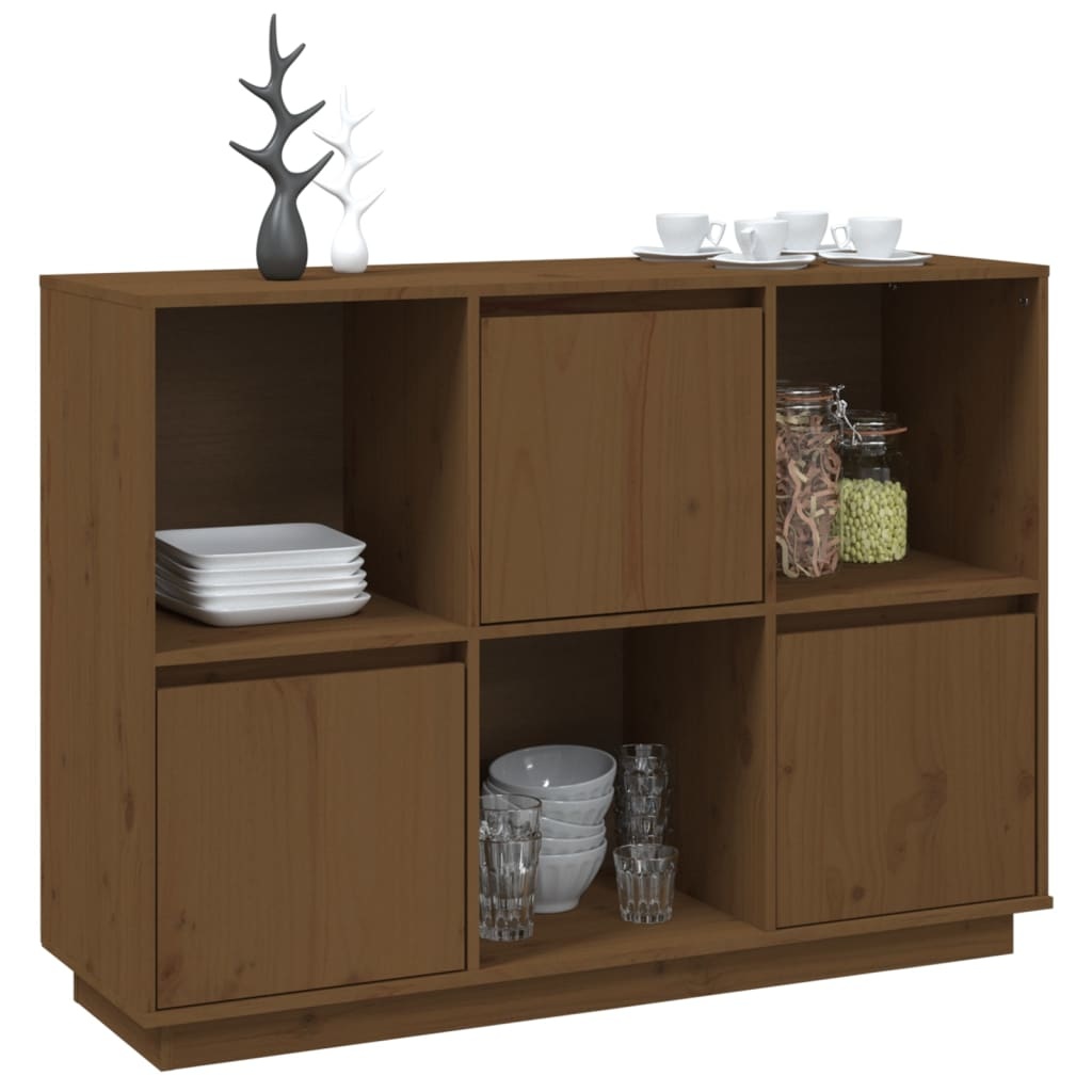 VidaXL Dressoir 110,5x35x80 cm massief grenenhout honingbruin